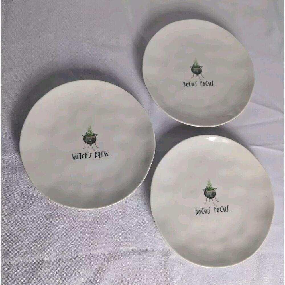 Set Rae Dunn Witches Brew Hocus Pocus Melamine Salad Dessert 8” Plates Halloween